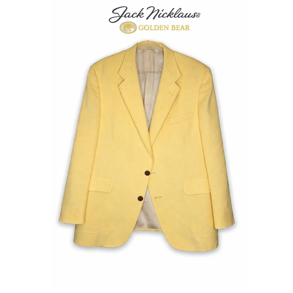 Jack Nicklaus Golden Bear Blazer Yellow Wool Sport Coat Vintage Preppy